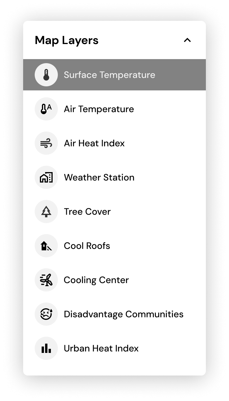 Early control panel: a flat, uncategorized list of nine map layers